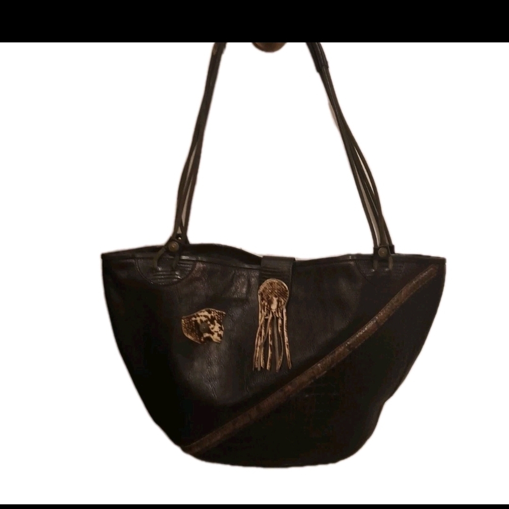 Vintage Fiocchi Black Leather Tote — Timeless Statement Piece
